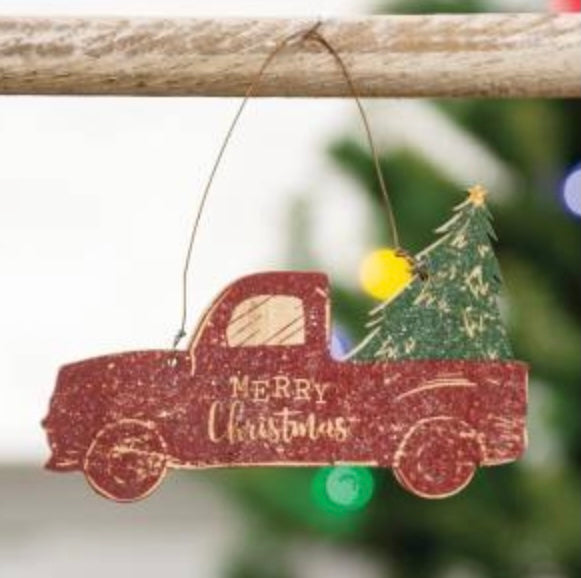 Wood Merry Christmas Tree Ornament
