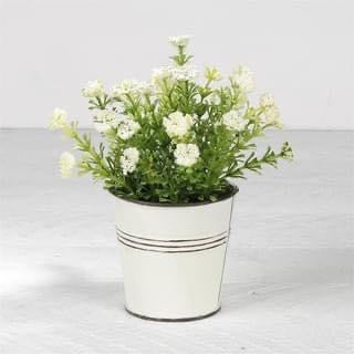Flowers in White Metal Pot - 3 Styles