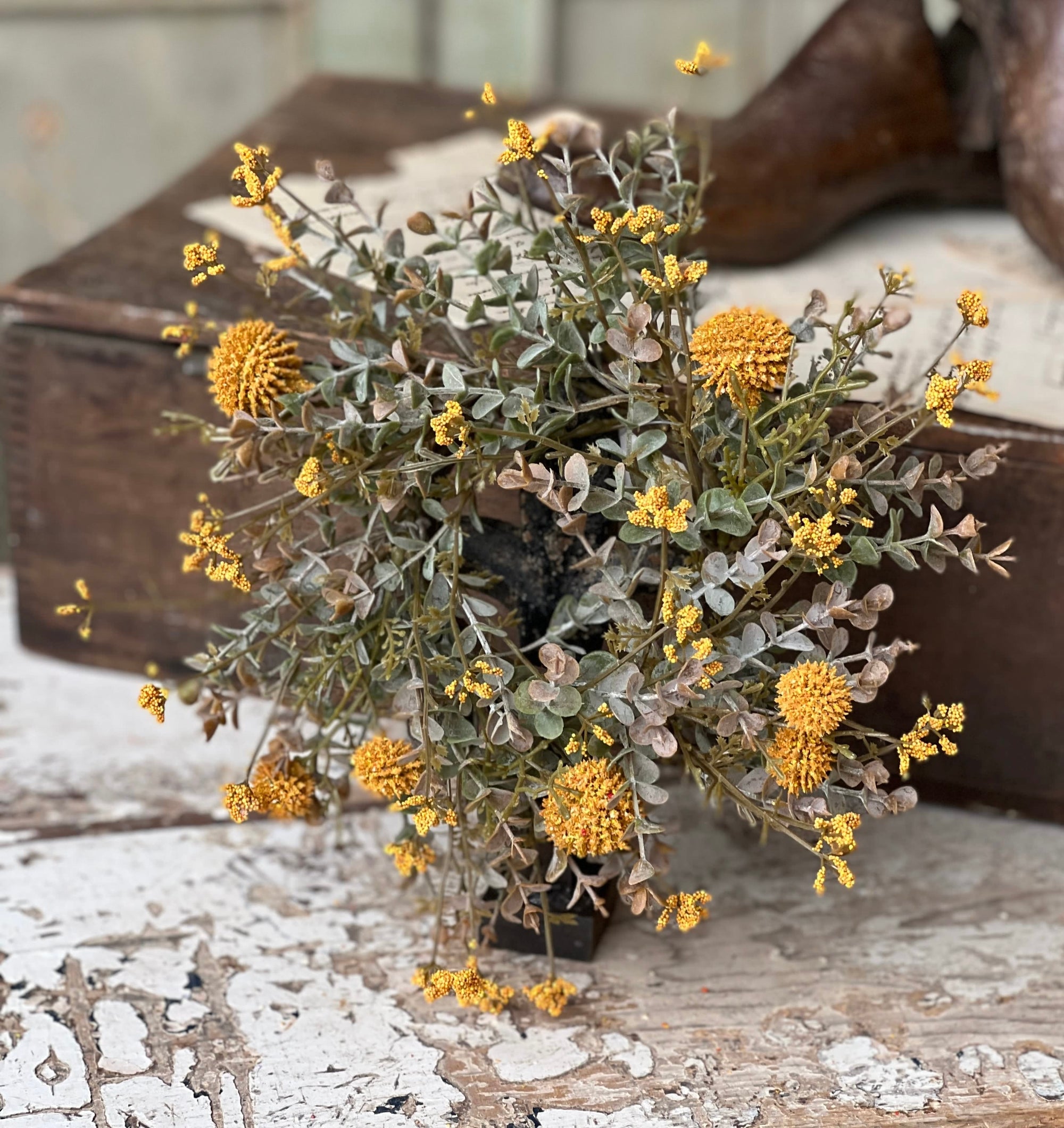 Large Fall Garden Candle Ring - Mustard