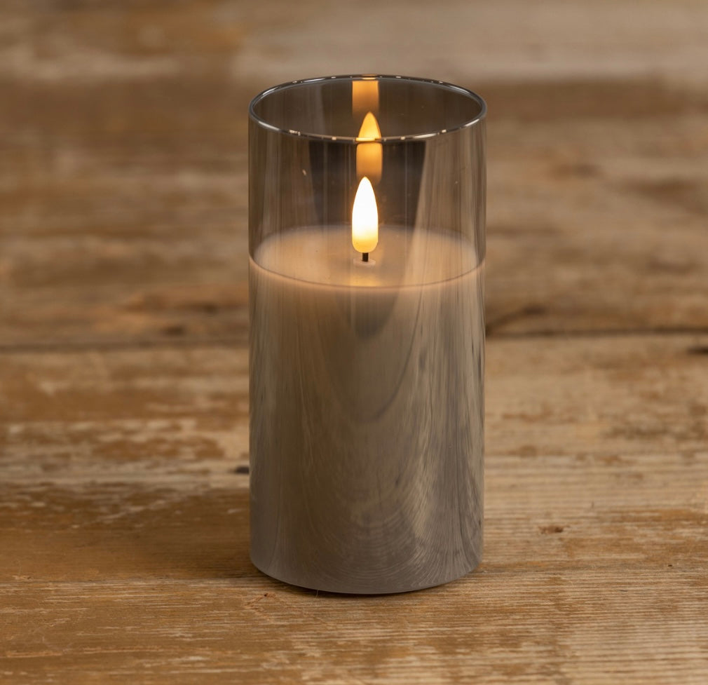 Charcoal Glass 3D Flame Candle - 3 Sizes