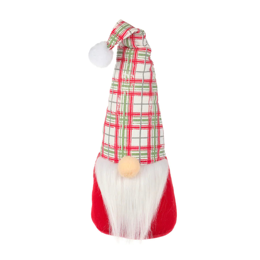 Red White &amp; Green Plaid Fabric Gnome