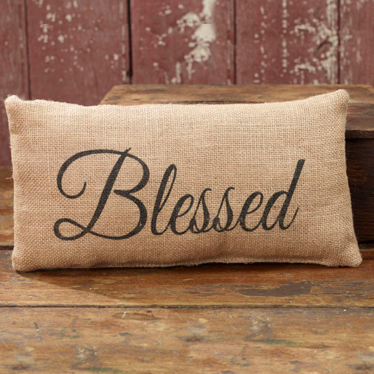 Burlap Blessed Pillow
