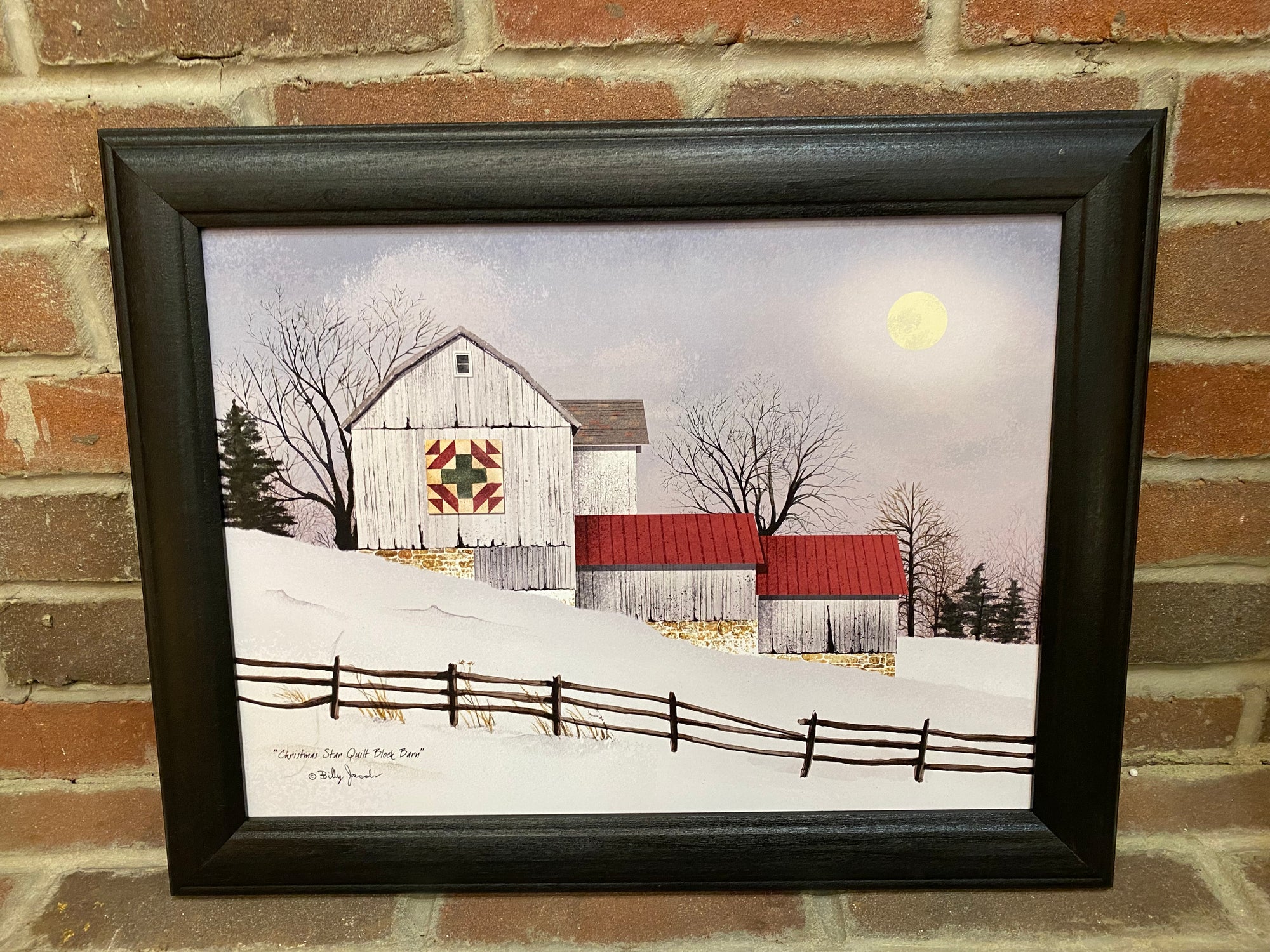Christmas Star Quilt Block Barn Framed Print