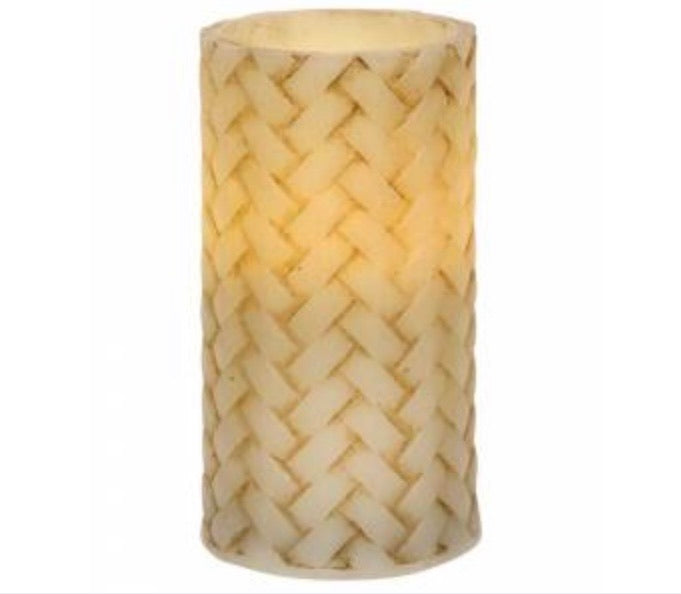 Basketweave Pillar Timer Candles - Two sizes