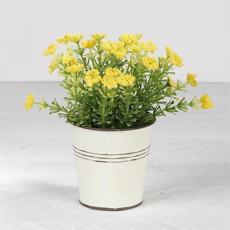 Flowers in White Metal Pot - 3 Styles