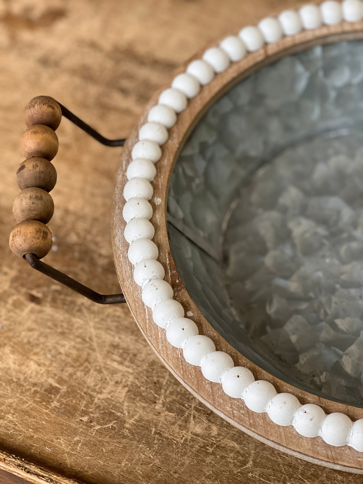 Beaded Round Galvanized Trays - 2 Sizes
