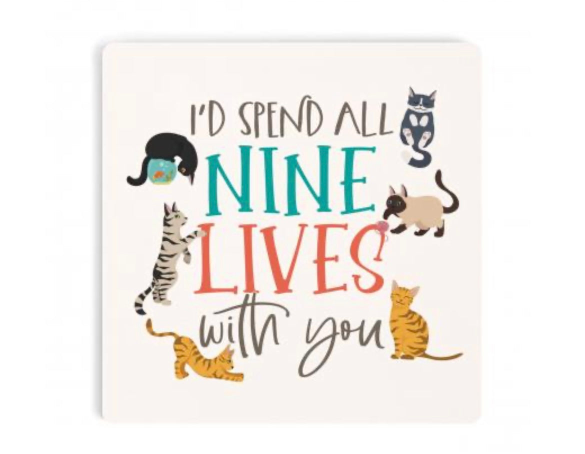 Nine Lives Cat Coaster