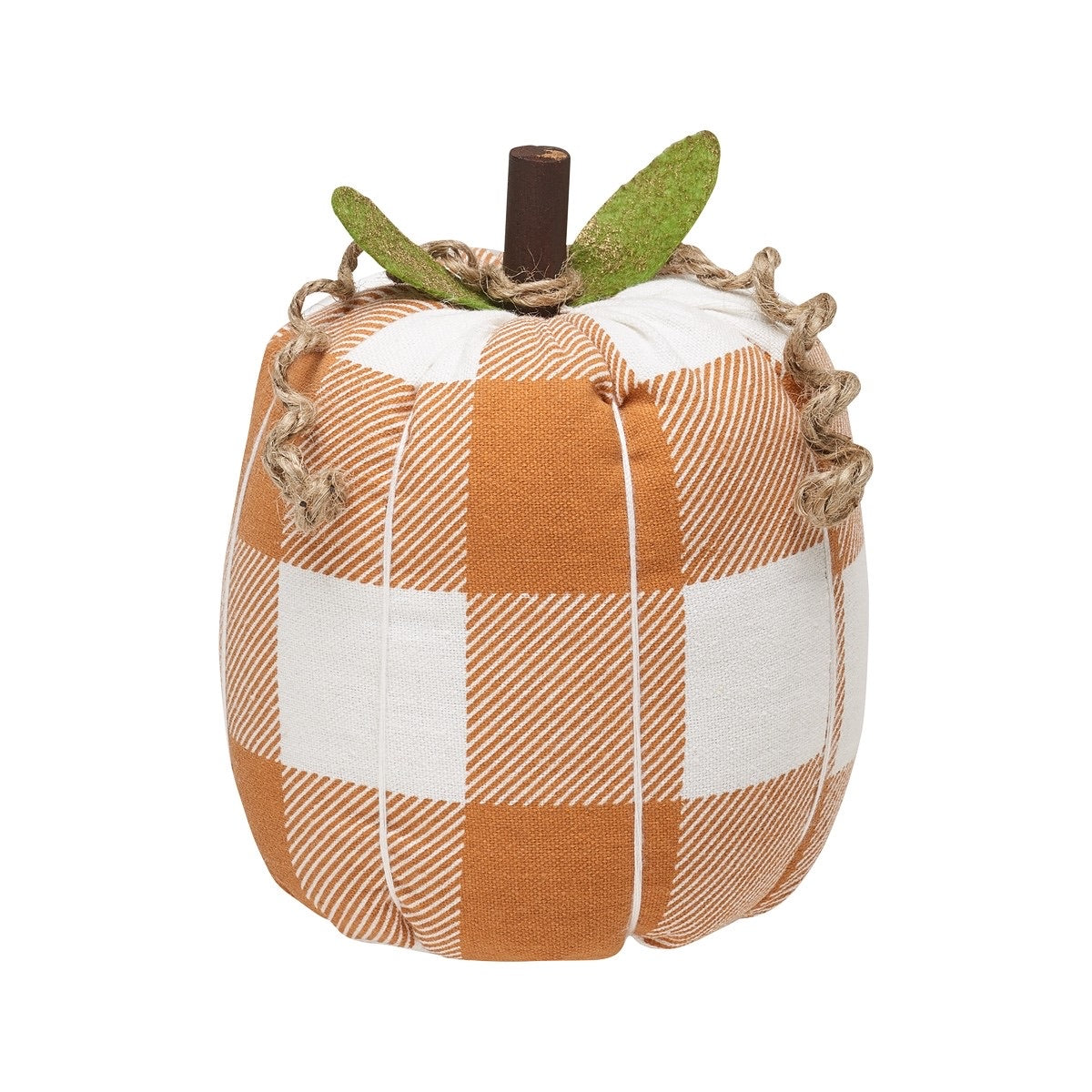 Large Orange Check Fabric Pumpkin