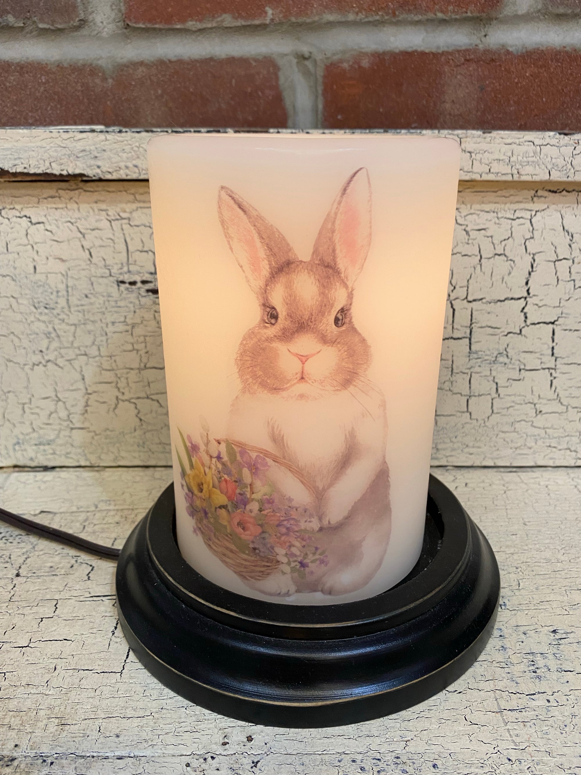 Bunny with Basket of Flowers Candle Sleeve