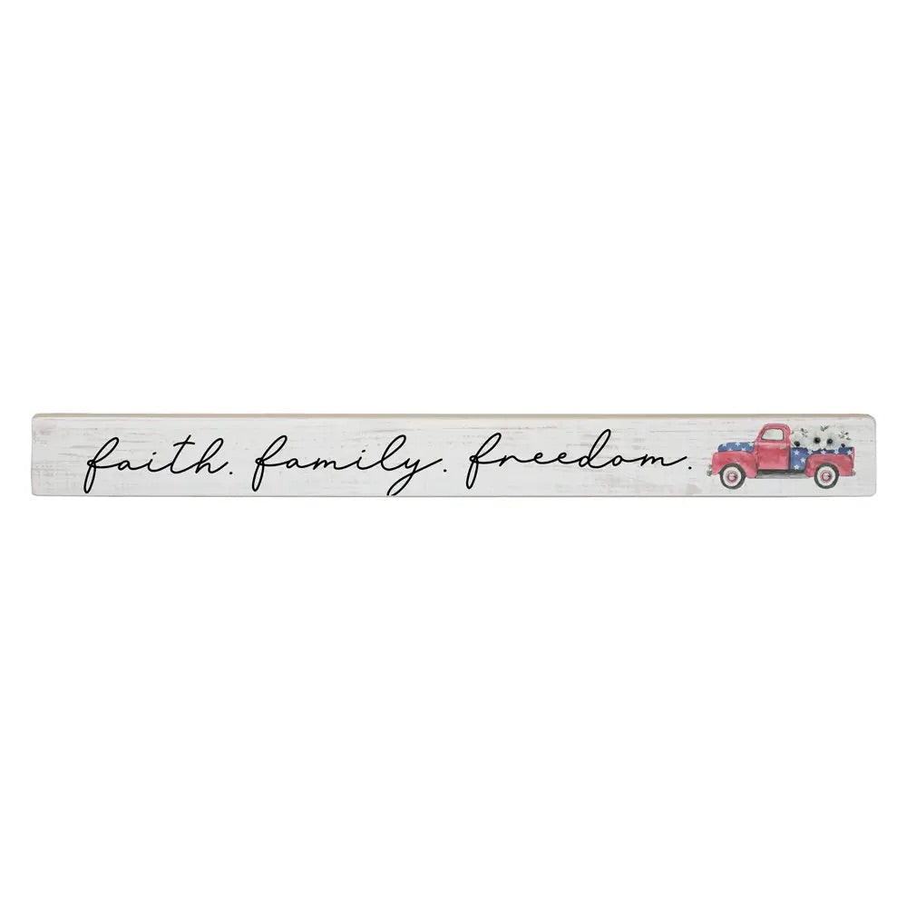 Faith Family Freedom Skinny Wood Sign