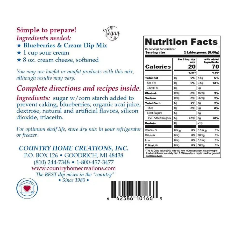 Blueberries &amp; Cream Dip Mix