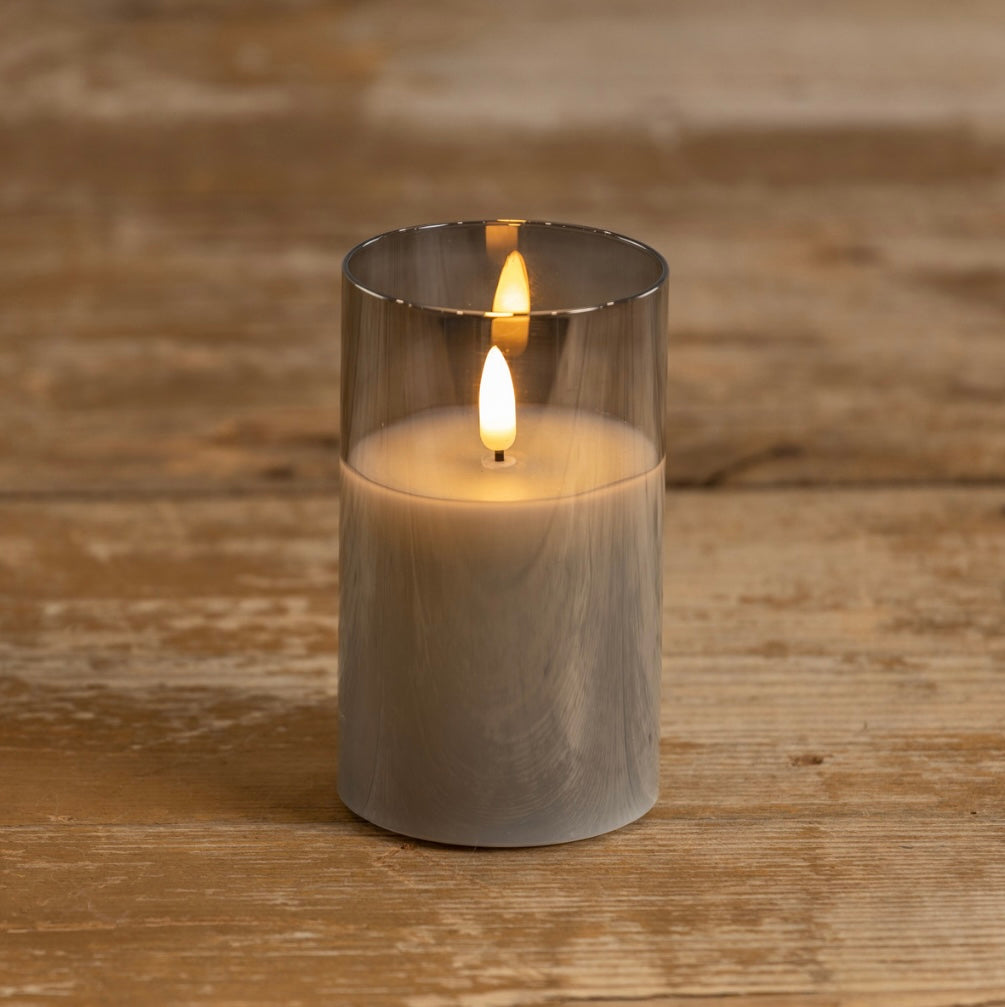 Charcoal Glass 3D Flame Candle - 3 Sizes