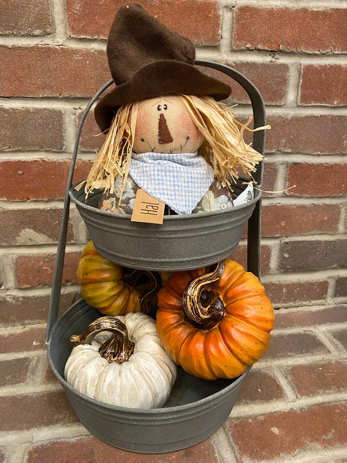 Two Tier Metal Tote - Barn Roof