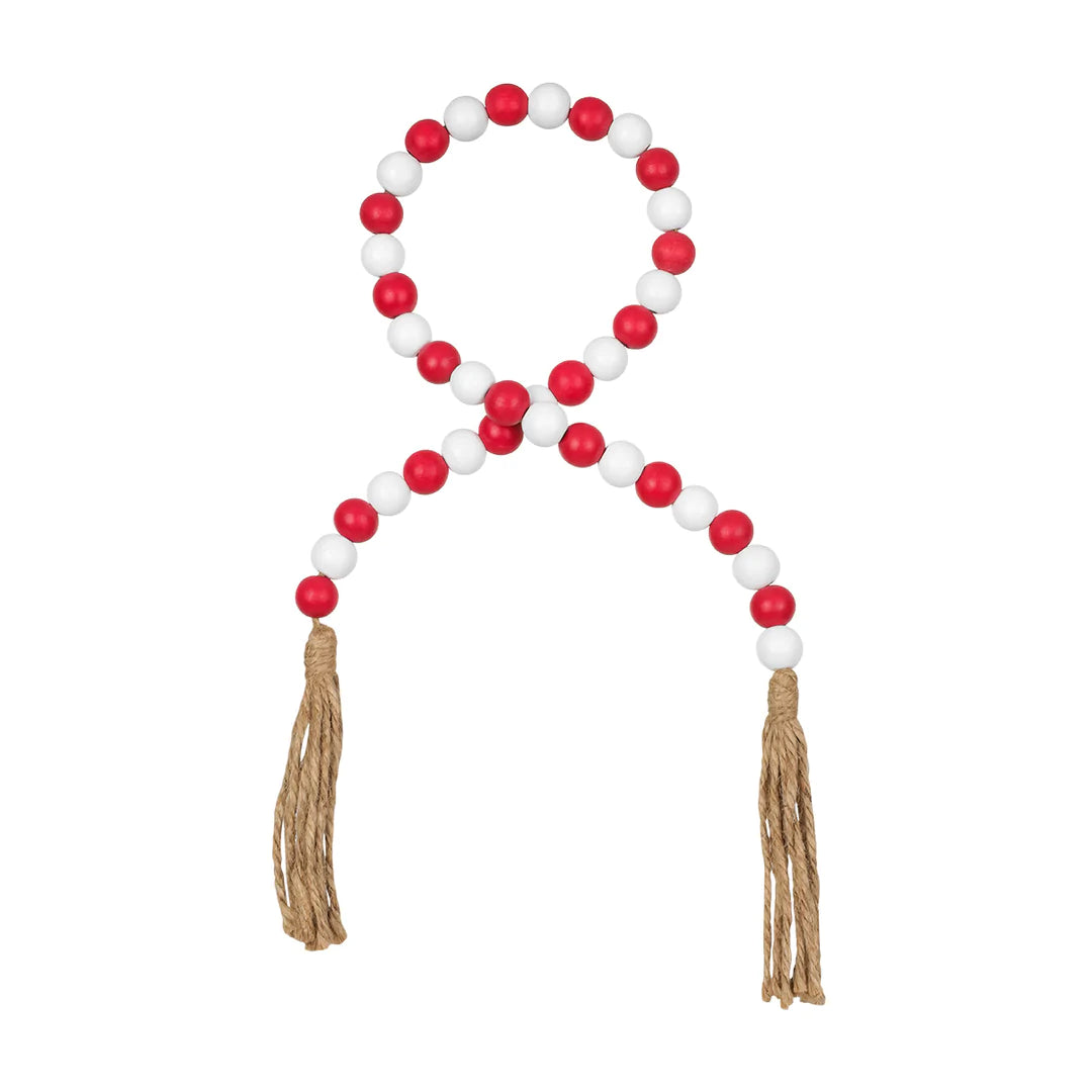 Red & White Beaded Tassel