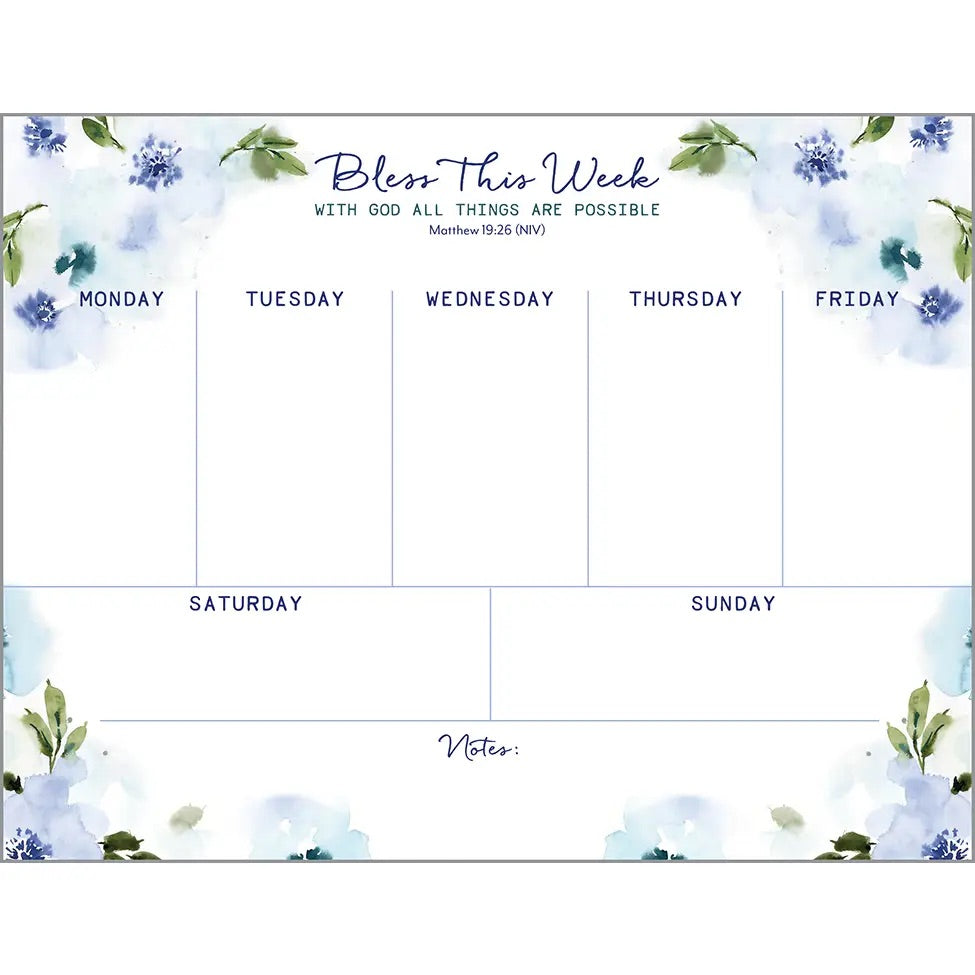 Calming Flowers Weekly Planner Pad