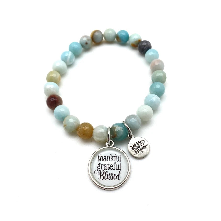 Thankful Grateful Blessed Sentiment Bracelet
