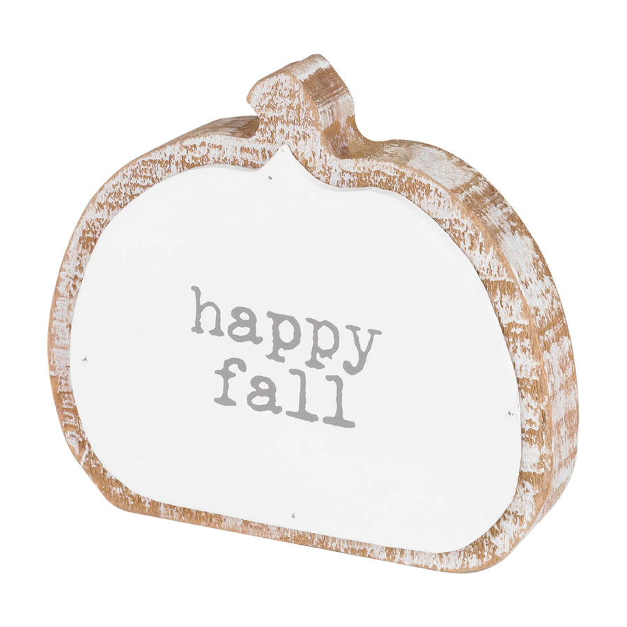 Happy Fall White Pumpkin