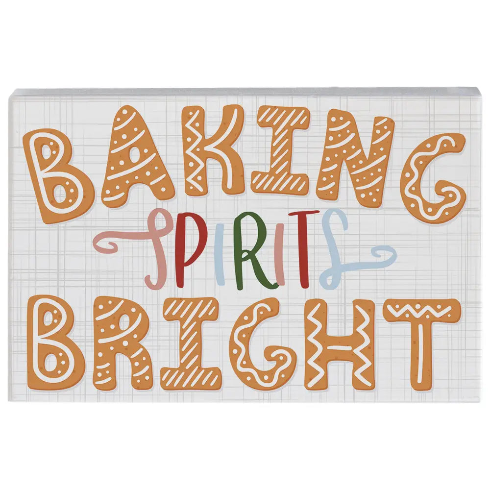 Baking Spirits Bright Wood Block Sign