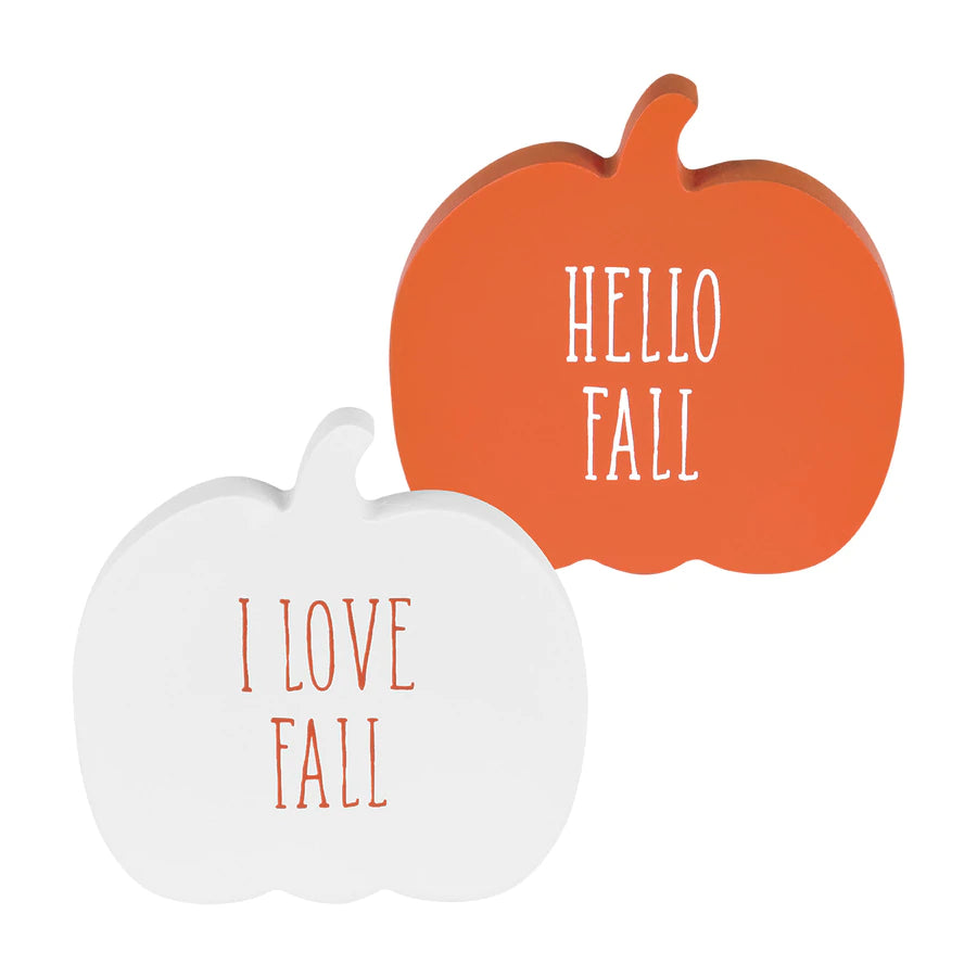 Orange & White Pumpkins - Set of 2