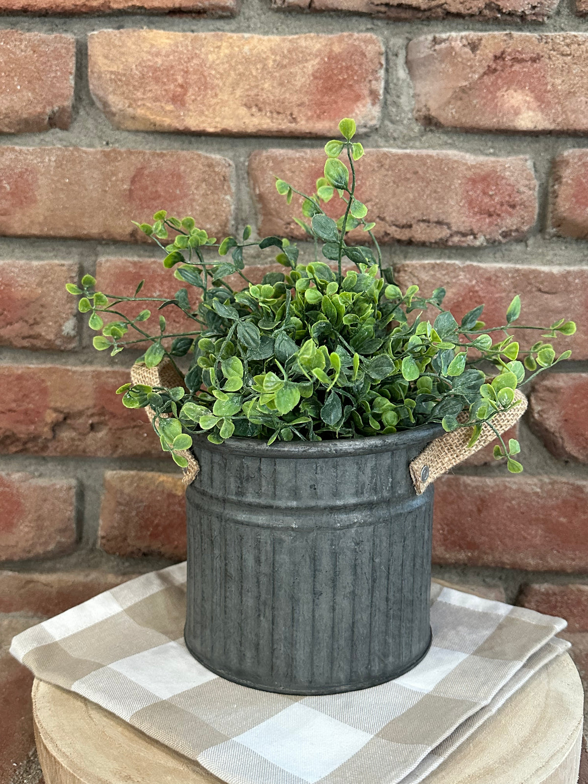 Corrugated Tin Bucket with Jute Handles - Two Styles