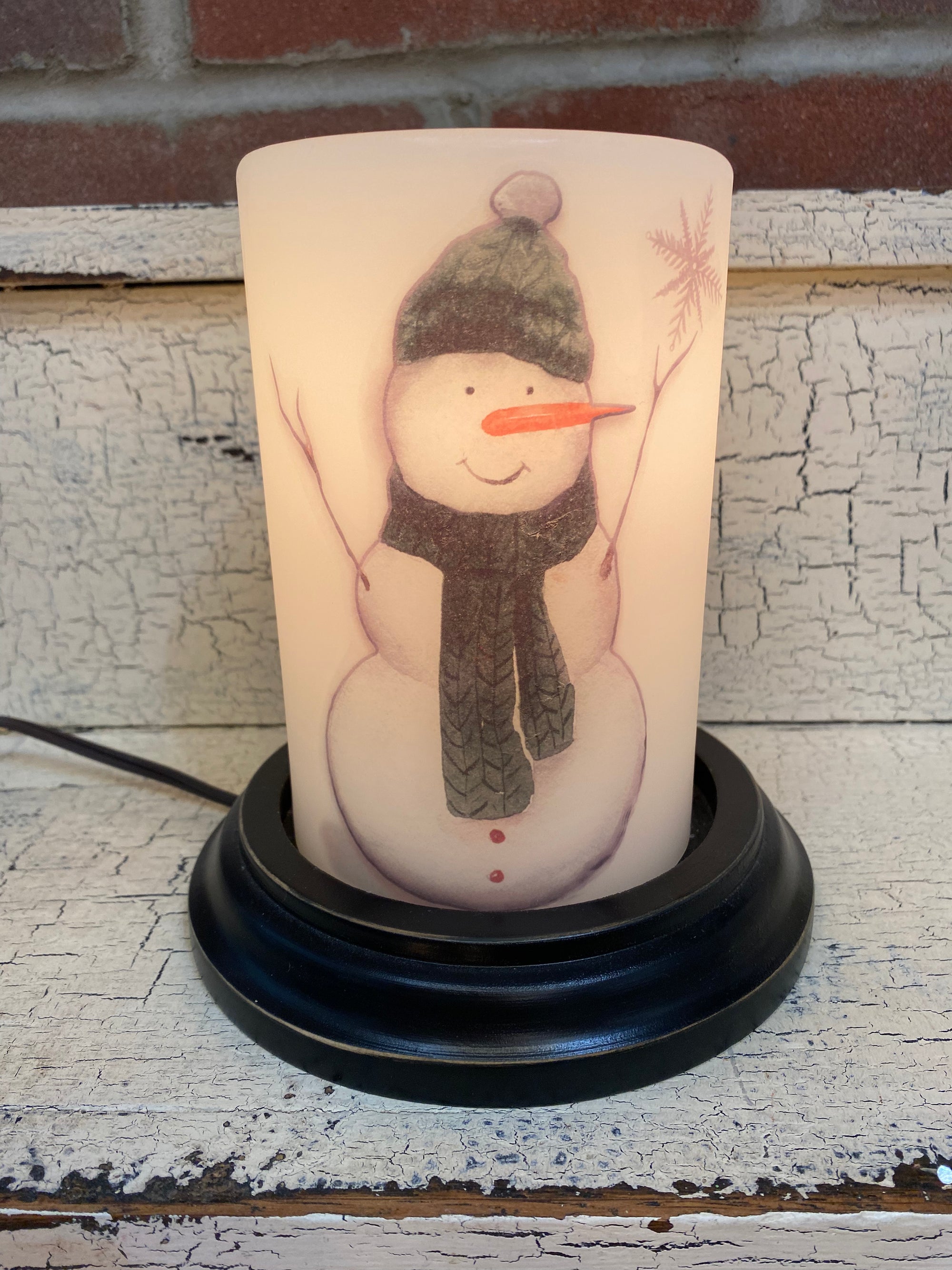 Green Winter Snowman Candle Sleeve