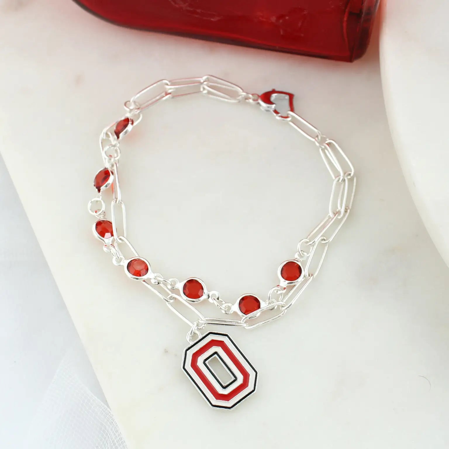 Ohio State Paperclip Chain & Enamel Logo Bracelet