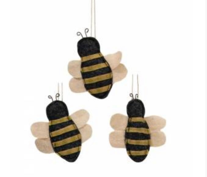 Mini Bee Ornaments - Set of 3