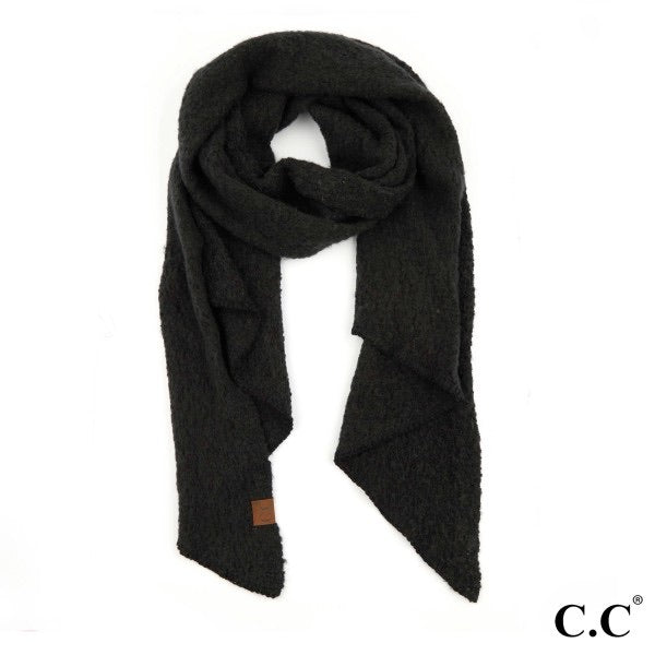 C.C Bias Cut Scarf with Whipstitch Trim - Black