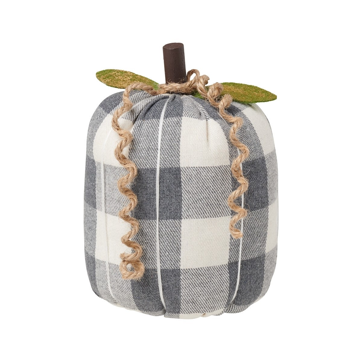 Large Gray Check Fabric Pumpkin