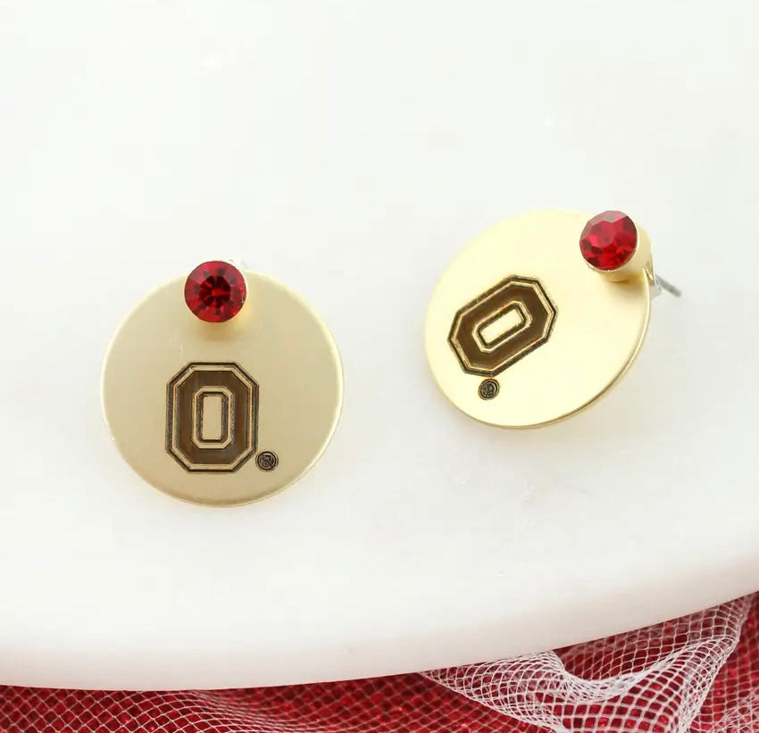 Ohio State Logo Gold Disc Earring Jacket