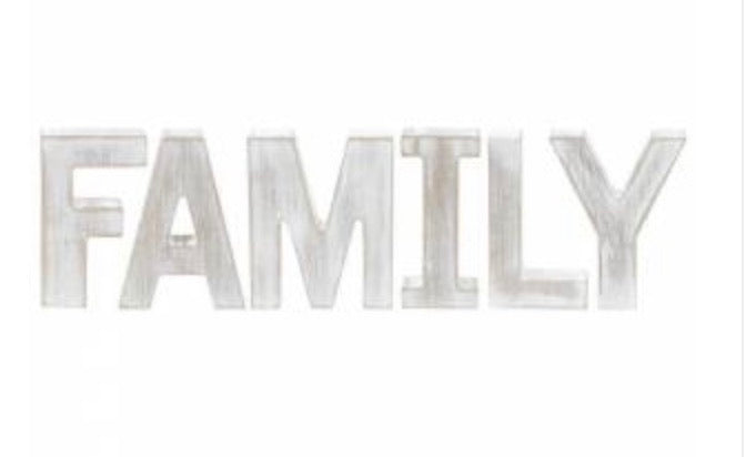 Family Rustic Letters - White