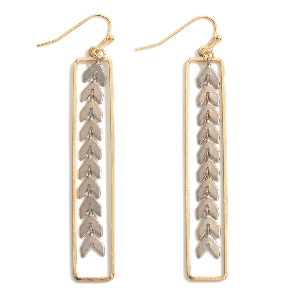 Gold Bar Earrings with Tassel Accents