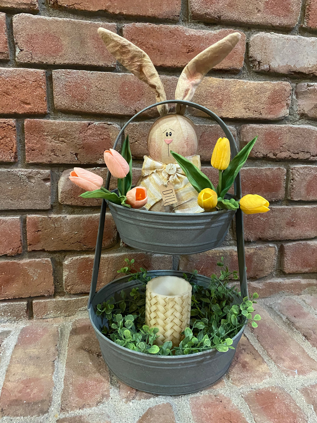 Two Tier Metal Tote - Barn Roof