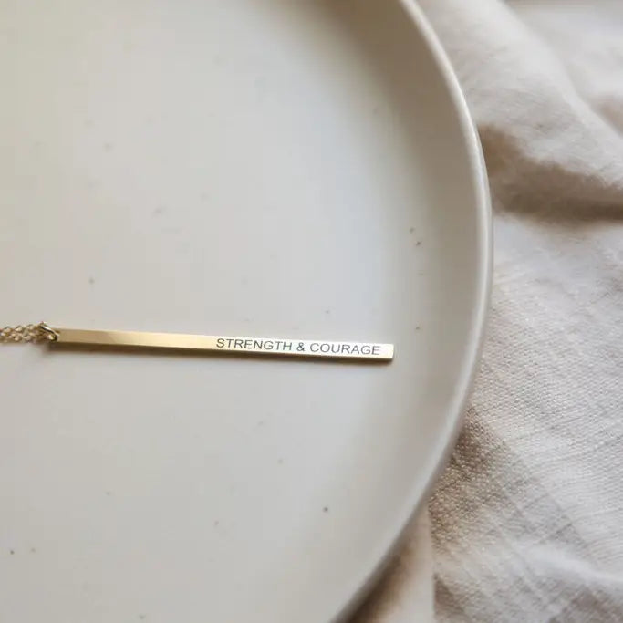 Strength & Courage Minimal Bar Necklace