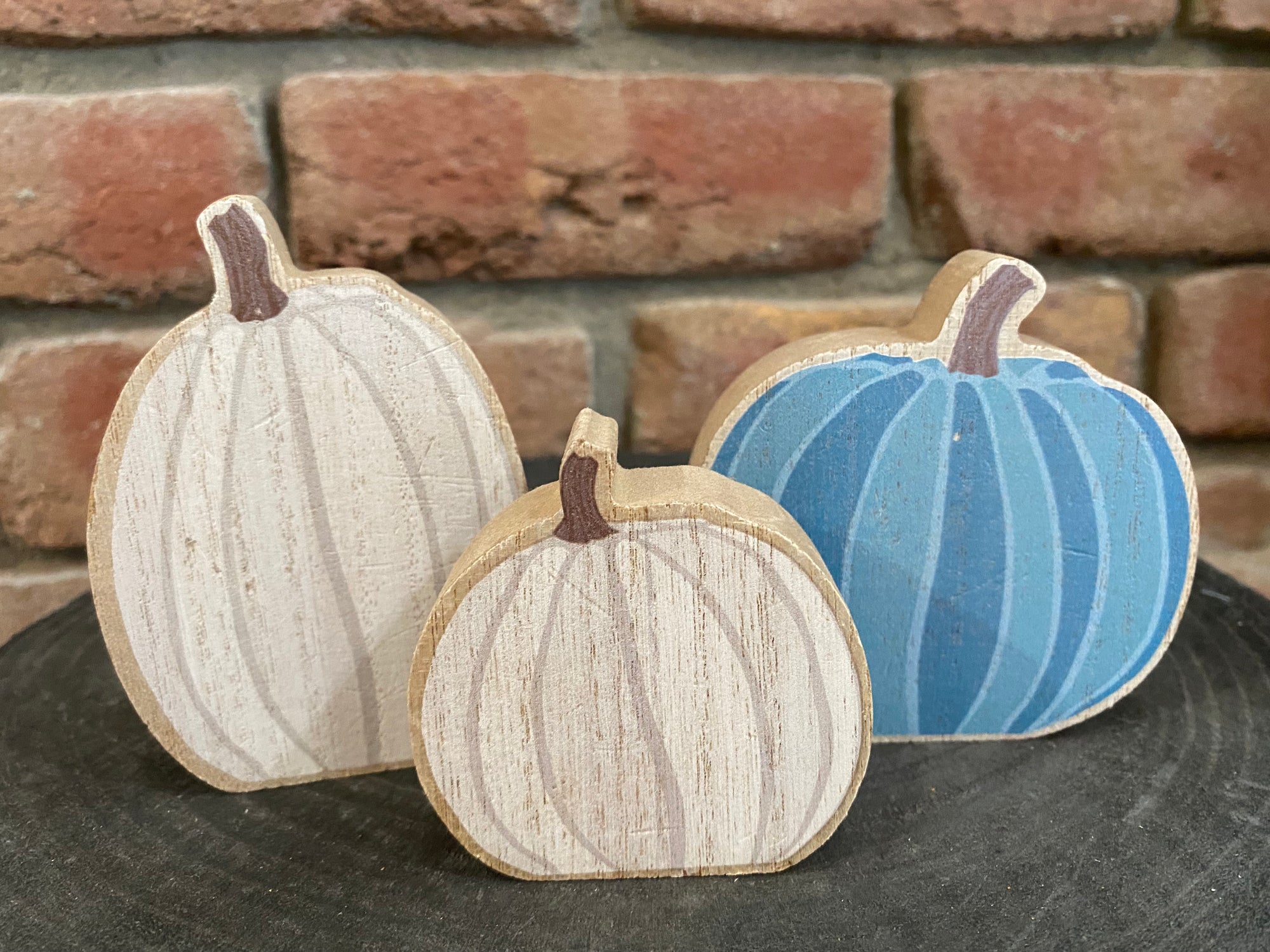 Chunky White Pumpkin Sitters - Set of 3