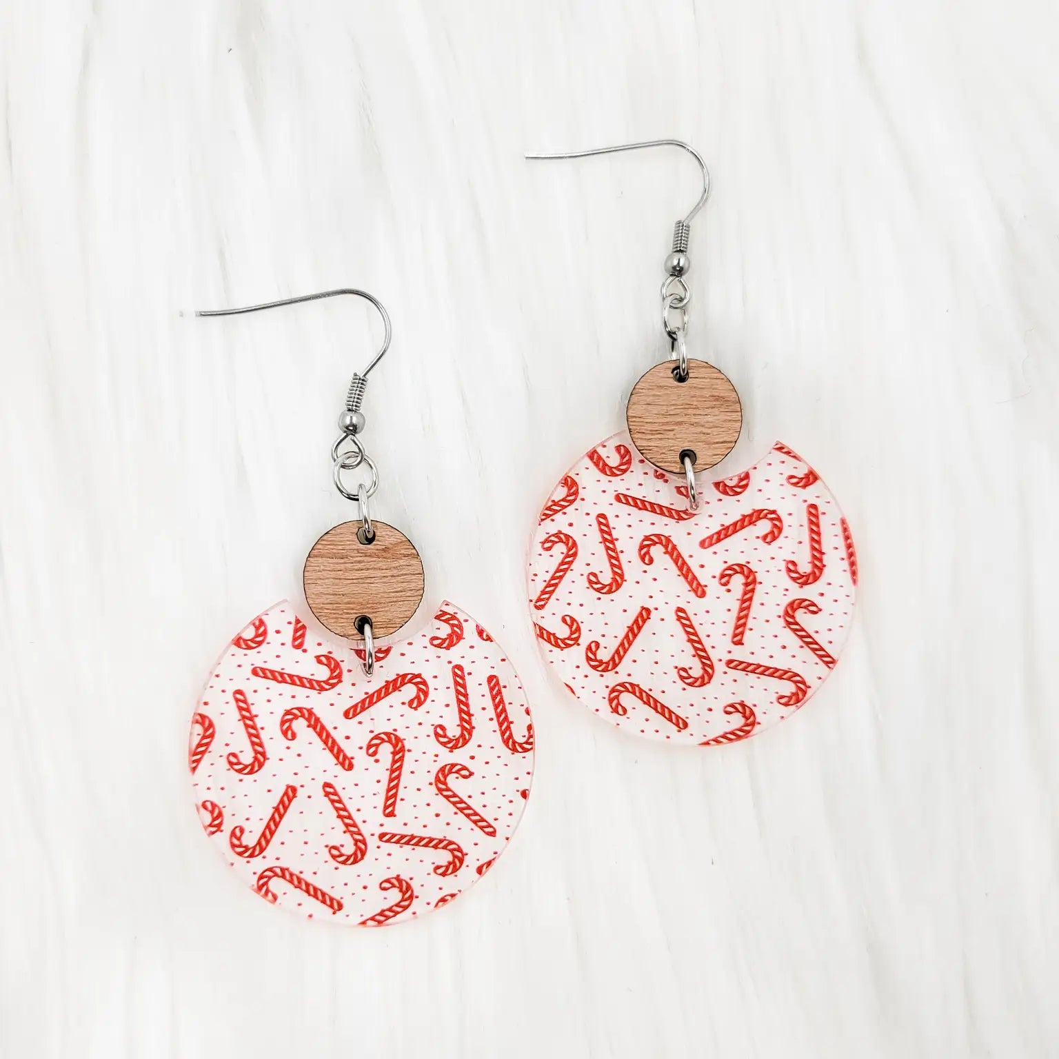 Candy Canes Semi Circle Earrings