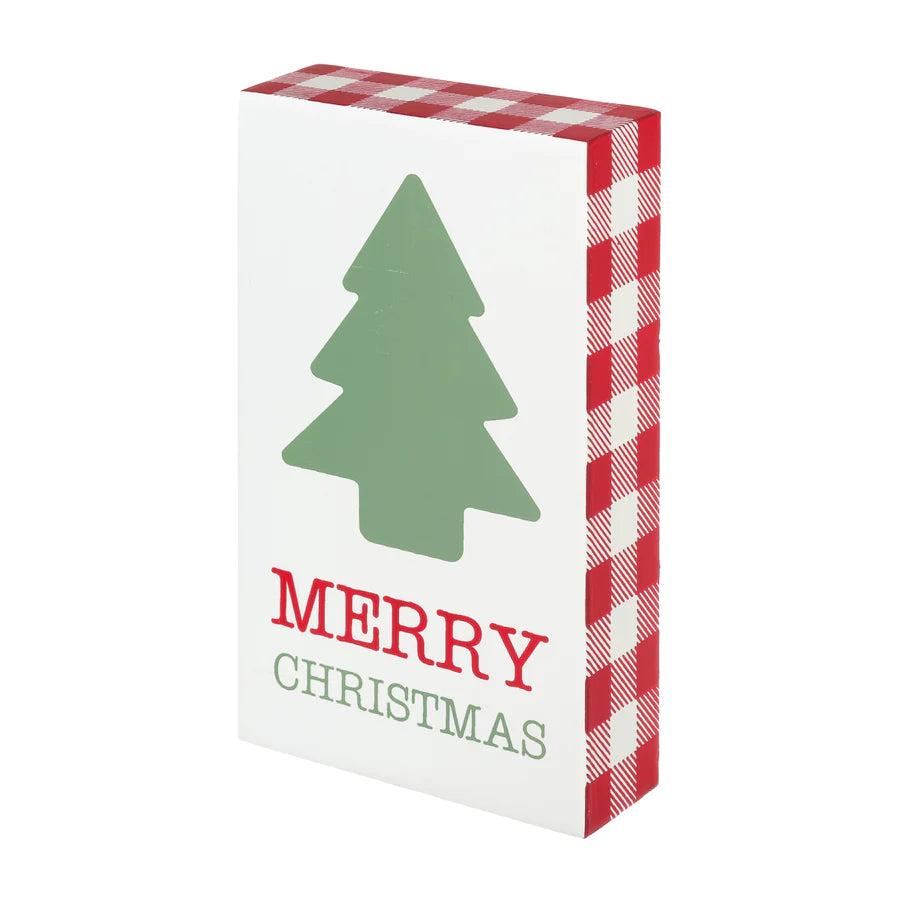 Merry Christmas Tree Check Block