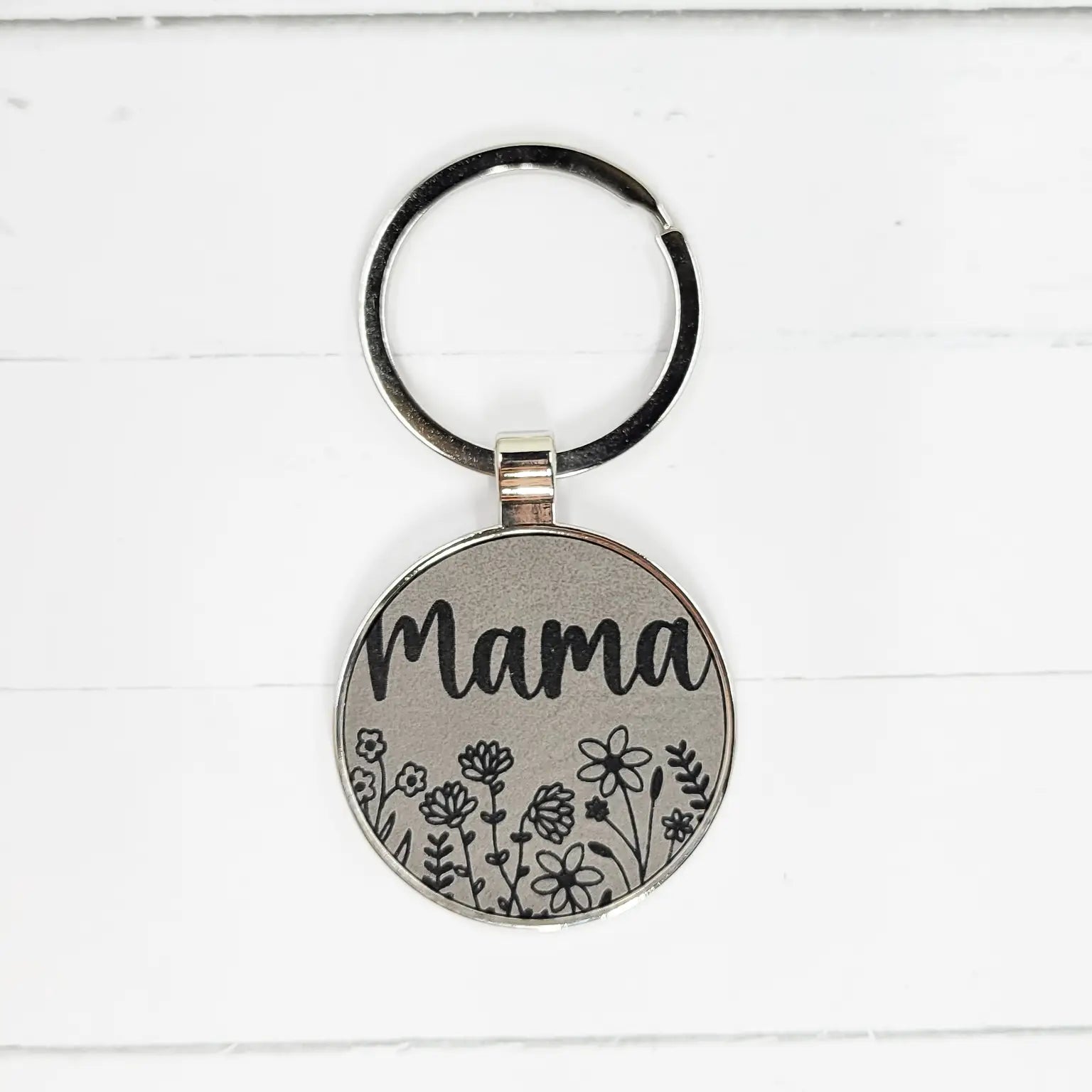 Mama Engraved Leatherette Keychain