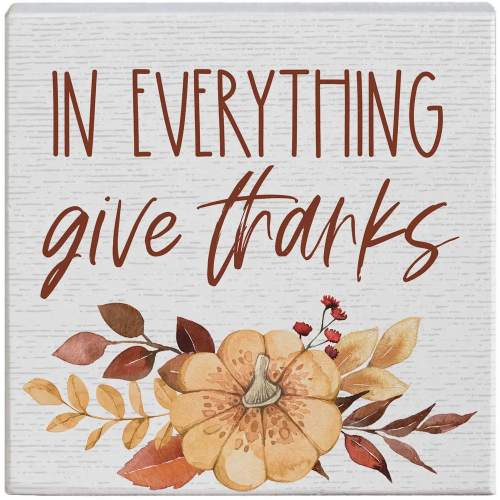 Give Thanks Floral Block Sign