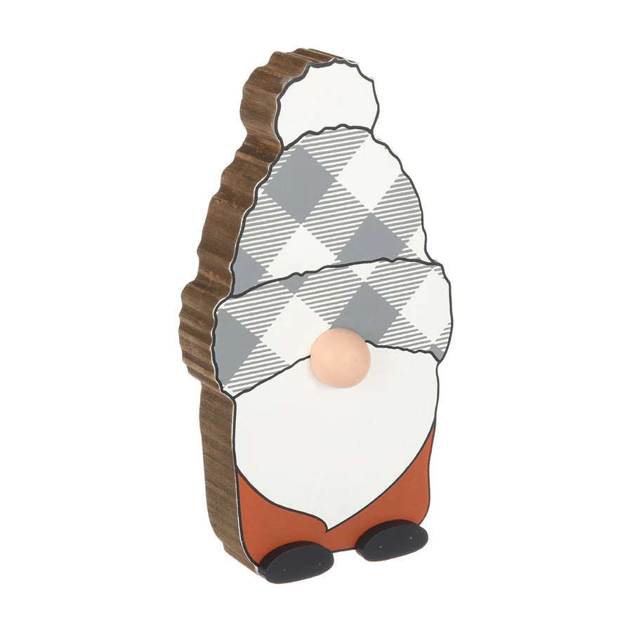 Gray & White Check Hat Gnome