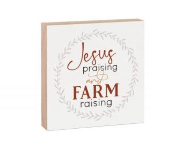 Jesus Praising & Farm Raising Wood Block