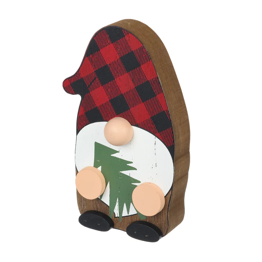 Red &amp; Black Check Gnome with Tree