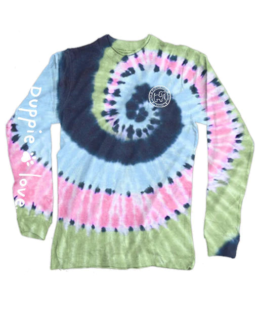 Puppie Love Midnight Pastel Tie Dye Long Sleeve Tee