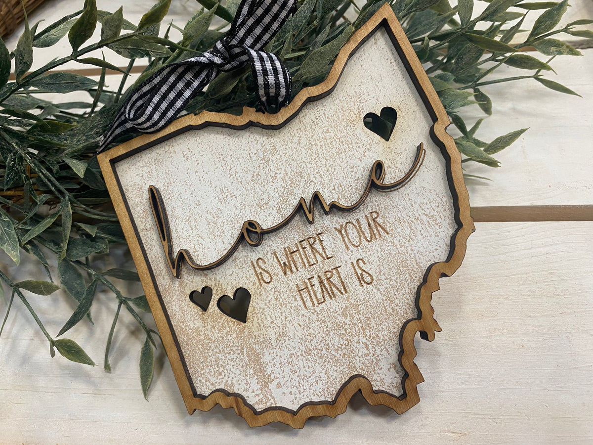 Handmade Ohio Home Script Ornament