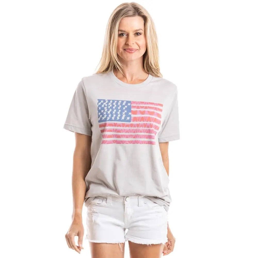 American Flag Tee - Cool Gray