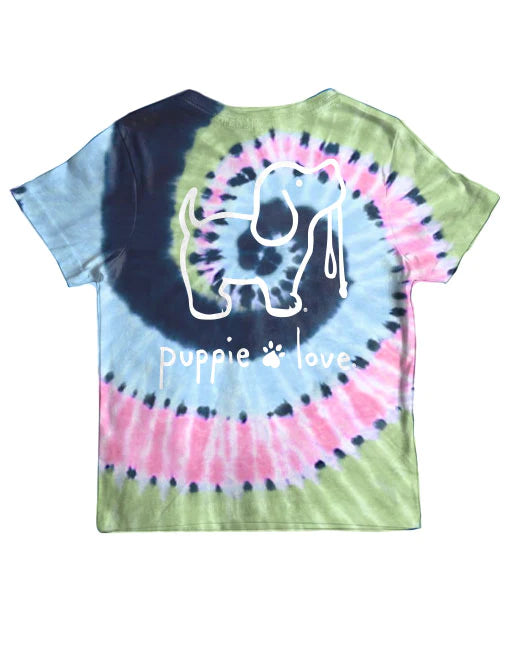 Puppie Love Youth Midnight Pastel Tie Dye Pup Tee the olde farmstead
