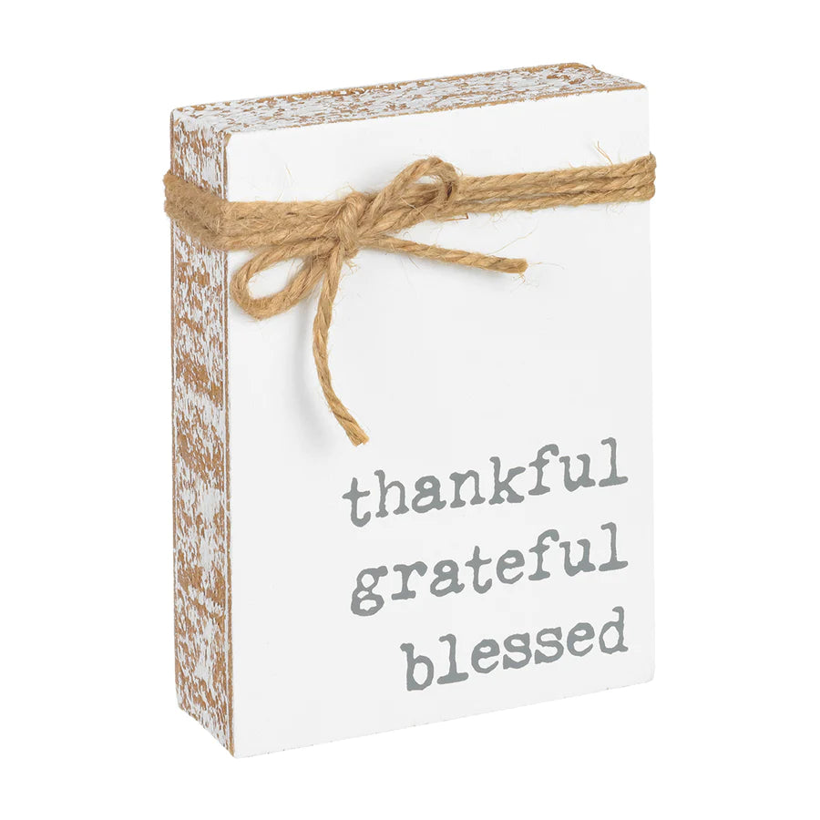 Thankful Grateful Blessed Jute Block