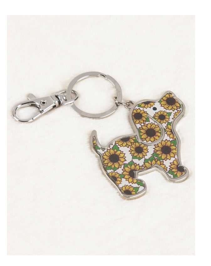 Puppie Love Sunflower Pup Key Ring