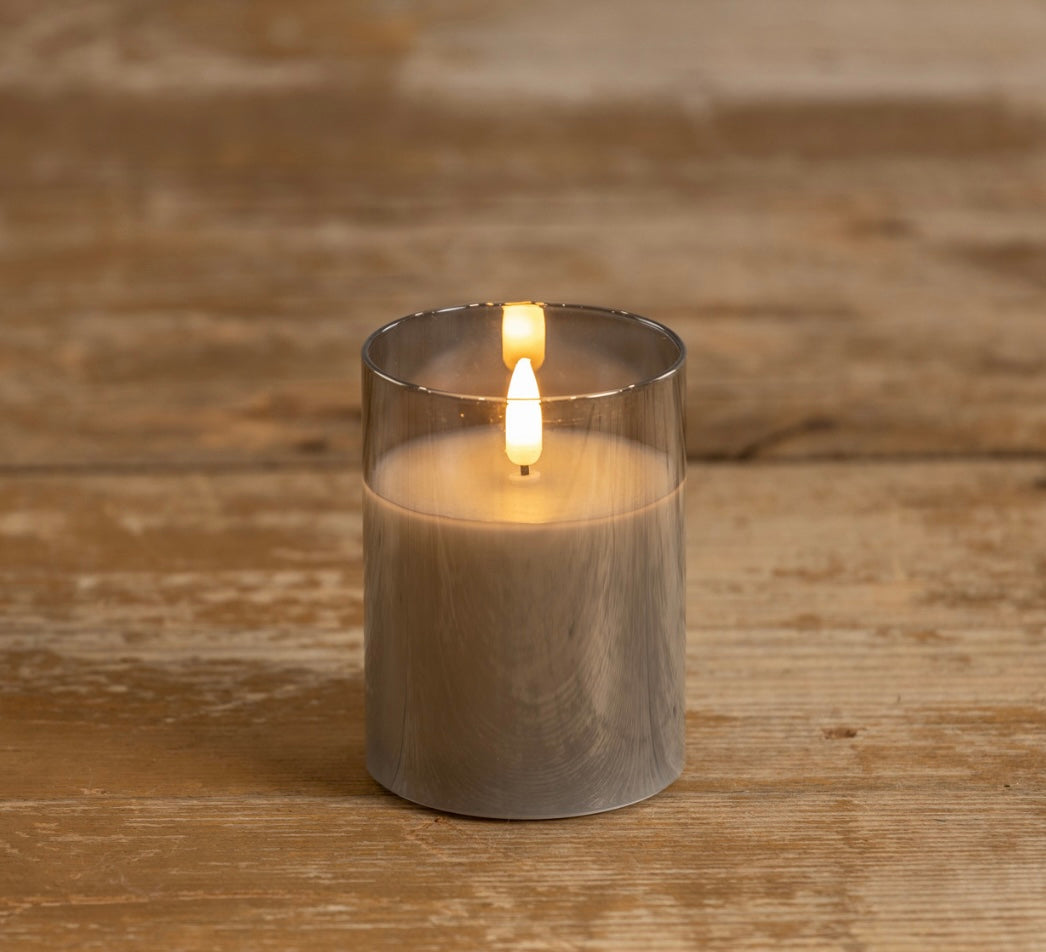 Charcoal Glass 3D Flame Candle - 3 Sizes