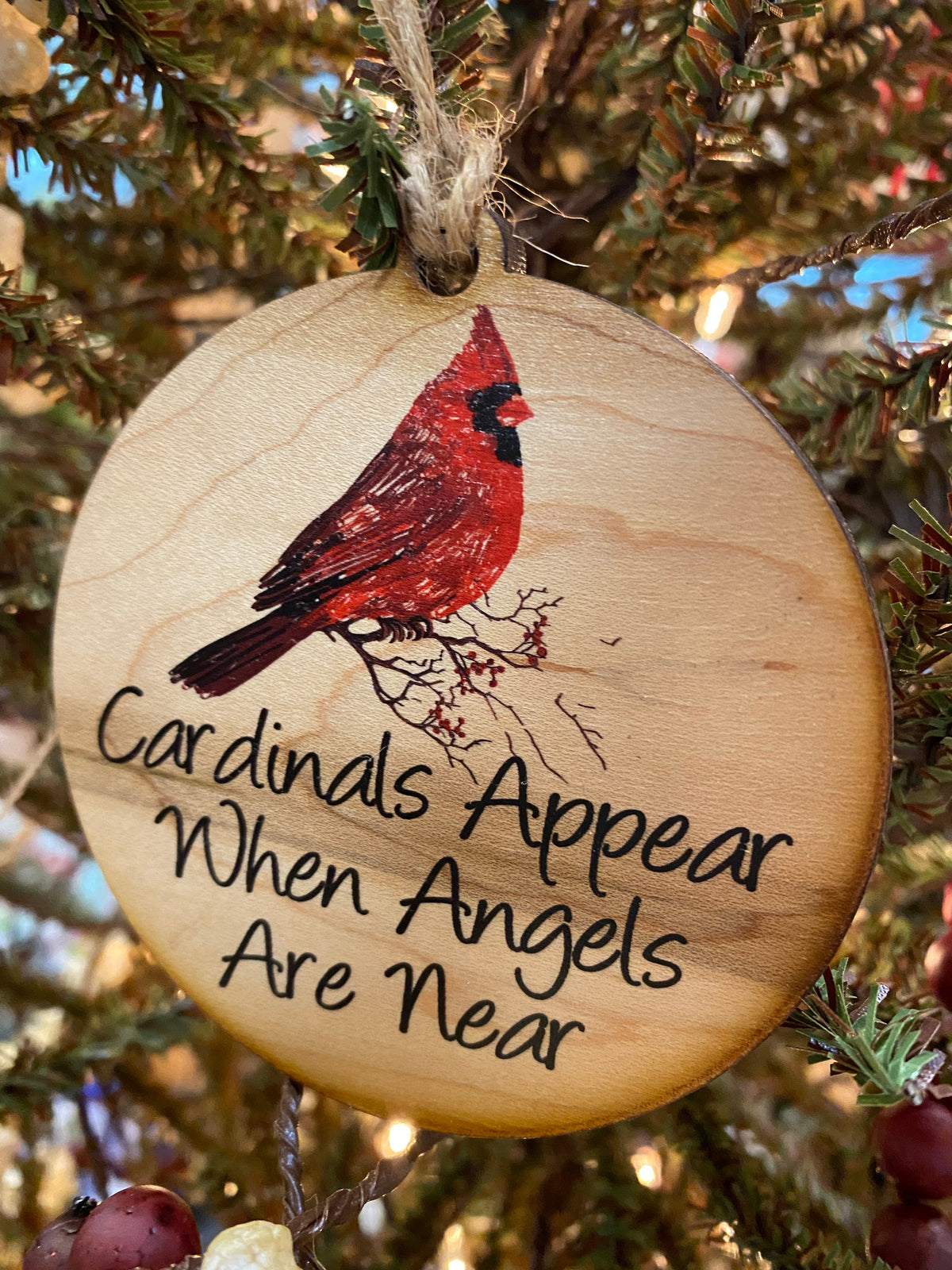 Cardinals Appear Wood Ornament